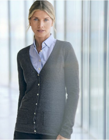 HEN-H723-Ladies Lightweight V-Neck Cardigan